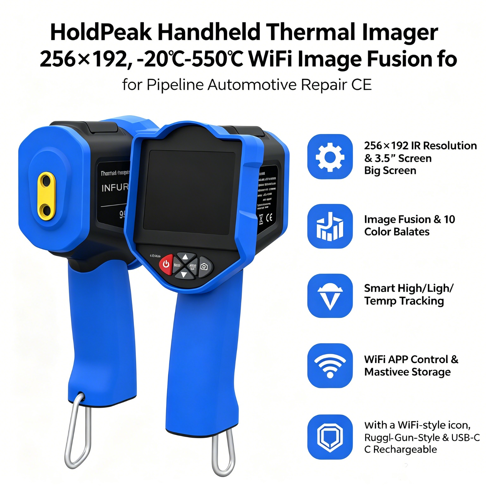 Thermal Imaging Camera 256X192 - HoldPeak Termal Kamera, 256x192 IR, 3,5